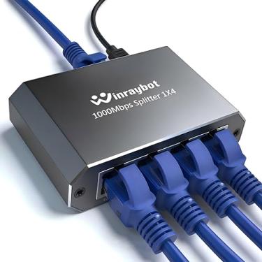 Imagem de Divisor Ethernet, adaptador LAN de rede de 1 a 2 portas, divisor Ethernet, adaptador LAN de rede de 1000 Mbps para cabo Cat 5/6/7/8, (divisor Ethernet de 1 GB 1 a 4)