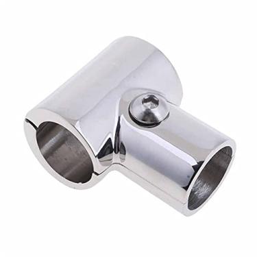 Imagem de HHHJQFAAT 2 pacotes de aço inoxidável 316 corrimão marítimo barco 90 graus T/T encaixe conector trilho dividido para tubo de 2.5 cm 25mm