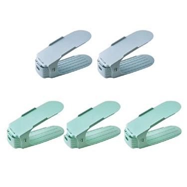 Imagem de HHHJQFAAT Suporte de sapato 5 peças ajustável, organizador de sapatos de melhor estabilidade, empilhador de sapatos, economia de espaço, antiderrapante (cor: C) (A)