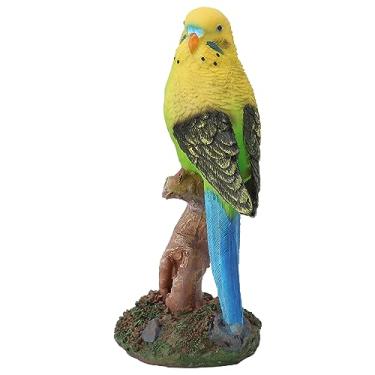 Imagem de Siwoted resina papagaio ornamento requintado decorativo papagaio estatueta vívida escultura de pássaro para sala estar jardim desktop