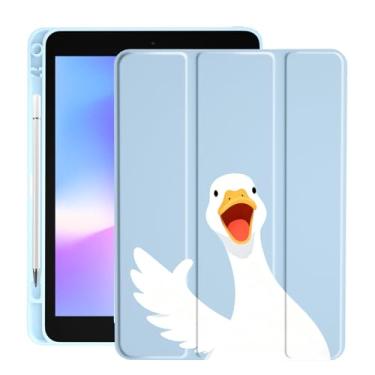 Imagem de LuGeKe Capa branca para iPad Air 6 de 13 polegadas, capa exclusiva, porta-lápis, traseira de acrílico transparente e suporte de três dobras para mulheres