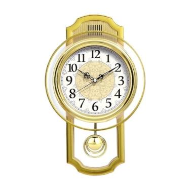 Imagem de Relógio de parede giratório retrô europeu para sala de estar, simples e elegante, decoração de parede para quarto, relógio de quartzo silencioso, decoração de casa dourada/marrom (ouro)