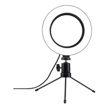 Imagem de Ring Light De Mesa Iluminador Led Mini Tripé Anel 16Cm Usb