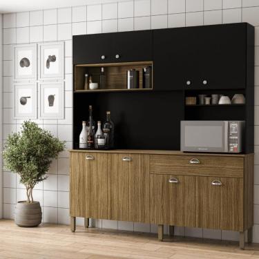 Imagem de Kit Cozinha Armários E Portas Core Freijó Nero