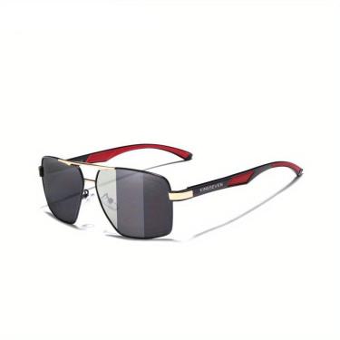 Imagem de Óculos Polarizados Masculinos, Armação Em Aço Inoxidável Dourado Fotocrômico