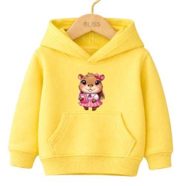 Imagem de Moletom Canguru Infantil Estampa Capivara Estudiosa 1029 Moderno Para 