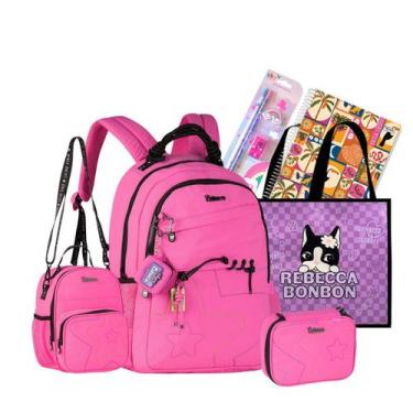 Imagem de Kit Mochila Escolar Juvenil Costas Luluca Original 2026 - CLIO, Rosa