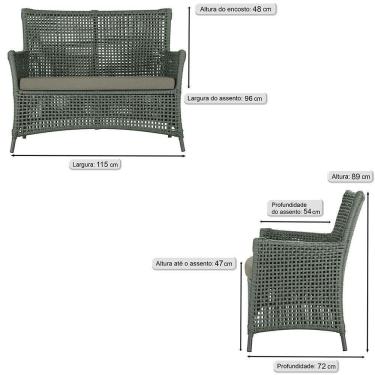 Imagem de Jogo Sofá E 2 Poltronas E Mesa Igapó Preta E8 Trama Original Verde