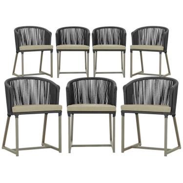 Imagem de 7 Cadeiras De Jantar área Noronha Fendi E7 Trama  Preto