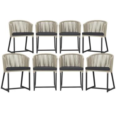Imagem de 8 Cadeiras De Jantar área Noronha Preta E11 Trama Original Rami