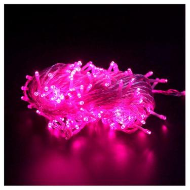 Imagem de Pisca Cordão 100 Luzes Rosa Led 8 Funções 9 Metros 220v