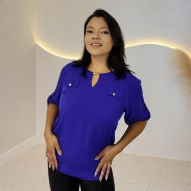 Imagem de Blusa Camisa Feminina Social Botões Manga 3/4 Formal Eloísa - Dama K M