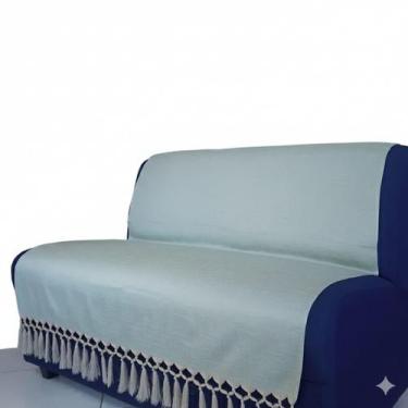 Imagem de Manta Xalé Para Sofá Sala Dourada Com Turquesa Poa 1,40X1,80 - Nosso L