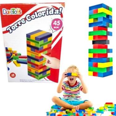 Imagem de Caiu Perdeu Jogo Torre Colorida Empilhar com 45 Peças brinquedo educat