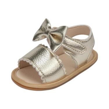 Imagem de Sapatos De Verão Respiráveis Para Bebês Meninas, Cor Pura, Laço, Sola 