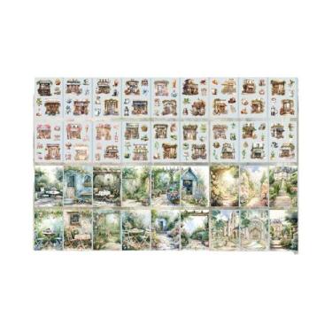 Imagem de Adesivos Decorativos Retrô DIY Série Paisagem Auspiciosa Com Plumas 54