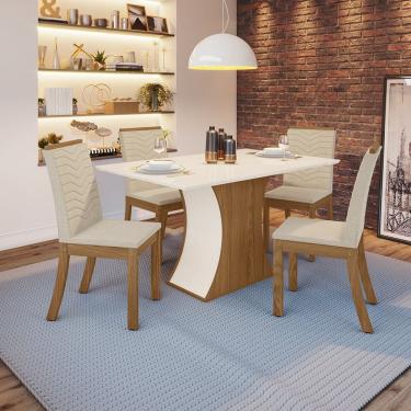 Imagem de Conjunto Sala de Jantar Tampo MDF Canto Reto 120 Cm 4 Cad Brenda Casa 812