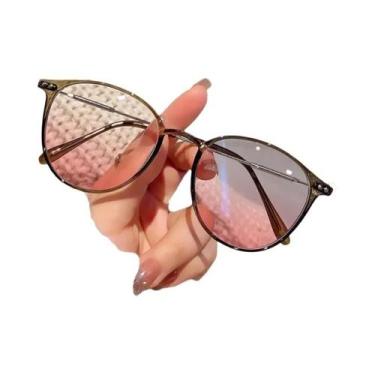 Imagem de Óculos De Sol Redondos Em Metal Marrom Anti-Luz Azul Ultra-Leves Anti-