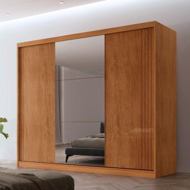 Imagem de Guarda Roupa Casal Connor MDF 3 Portas e 6 Cabideiros com Espelho Moderna Mobilia