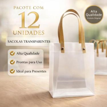 Imagem de Sacola Transparente Pequena 15x20x7cm Pacote com 12 Unidades para Pres