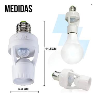 Imagem de Sensor De Presença Com Soquete E27 Lâmpada 360 Fotocélula Inteligente 