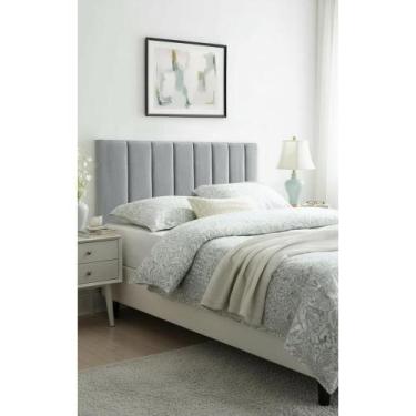 Imagem de Cabeceira Casal Cinza Suede Modular: Conforto e Estilo - Congratulatio