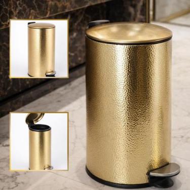 Imagem de Lixeira Inox 30L Dourado Deluxe Lixo Pedal Grande Premium - GoldenX