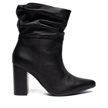 Imagem de Bota Feminina Via Marte Couro Enrugada Preto, Preto, 35