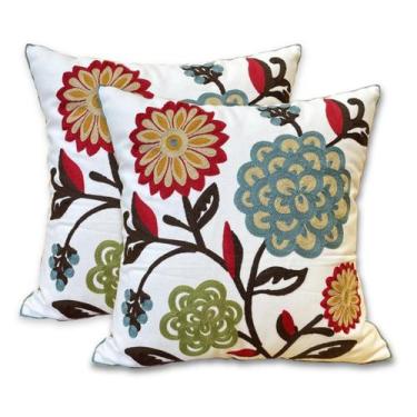 Imagem de Kit 2 Capas de Almofada 43x43cm Estampas Florais e Coloridas - MultiA,