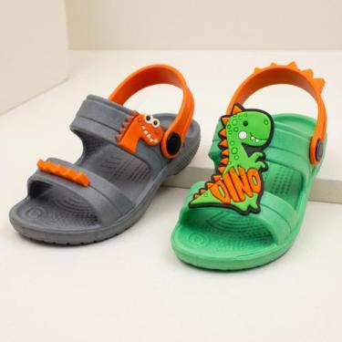 Imagem de Kit 2 Sandália Papete Infantil Menino Dinossauro Confortável Sola Anti