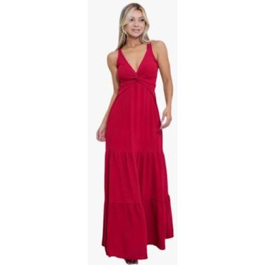Imagem de Vestido longo feminino duna plissado alcinha e bojo elegante - Look Dr