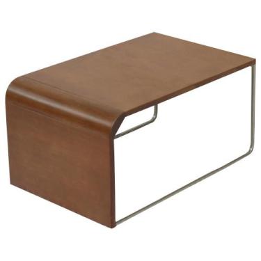Imagem de Mesa De Centro Baixa Madeira Pinhao Base Metal Niquel Nacc - Nacional 