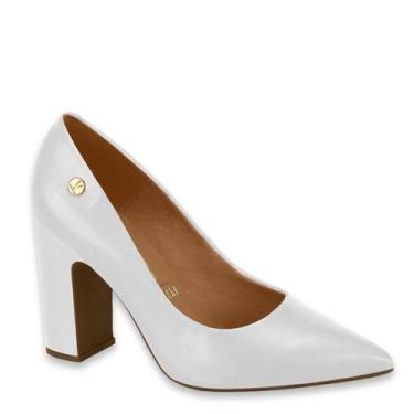 Imagem de Sapato Scarpin Feminino Vizzano Salto Grosso Alto 1285.400, Branco pel