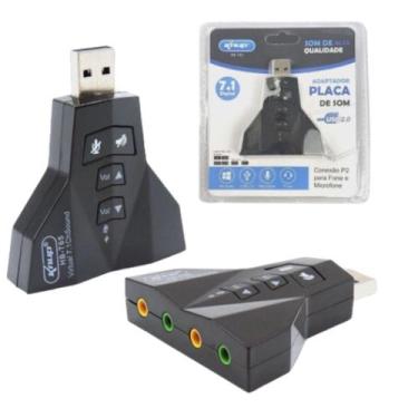 Imagem de Placa de Som Externa USB 7.1 Dupla Adaptador Audio - Kapbom