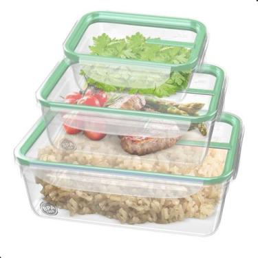 Imagem de Conjunto 3 Potes Herméticos Com Trava Freezer Freshy Sanremo, Verde