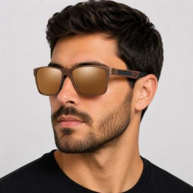 Imagem de Óculos De Sol Masculino Polarizado Uv400 Luxuoso Vinkin 378 Marrom Mar
