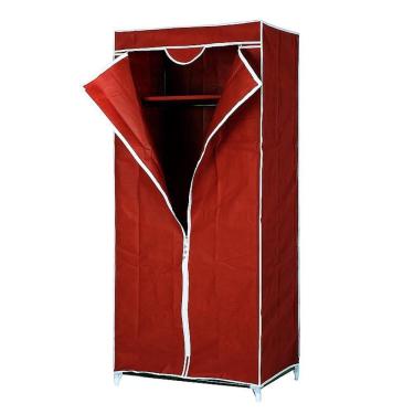 Imagem de Guarda Roupa Portátil Aramário Zíper Organizador Cabideiro a sem Porta 1 Prateleira 90CM Vinho Utibom