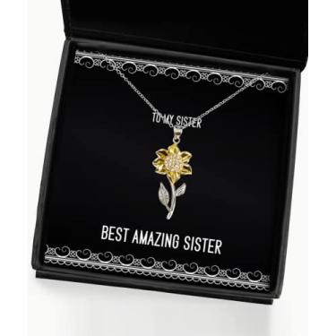 Imagem de Best Amazing Sister Sister Colar com pingente de girassol, bons presentes para irmã