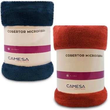 Imagem de Kit 2 Manta Cobertor Solteiro Microfibra Soft Macia Fleece 150x220cm Camesa - Emcompre