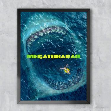 Imagem de Quadro Decorativo Poster Megatubarão filme capa tubarão Emoldurado 30x42cm