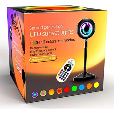 Imagem de Lâmpada de pôr do sol | Lâmpada de projeção de pôr do sol | Projetor de luz de pôr do sol com controle remoto de 24 teclas | Luz noturna de LED RGB para crianças/casa/sala de estar/quarto,