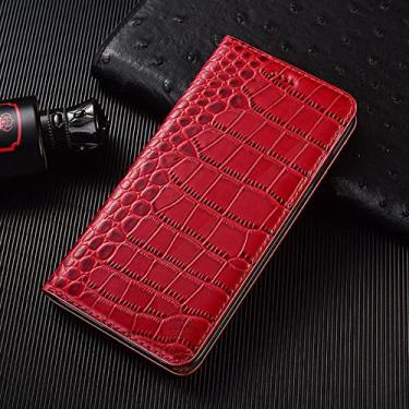 Imagem de Capa de telefone flip de textura de crocodilo deluxe para iphone 5 5s 6 6s 7 8 plus para iphone x xs xr 11 12 13 pro max mini se 2020, vermelho, para iphone 13 mini