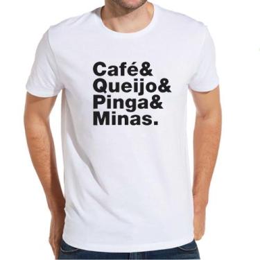 Imagem de Camiseta Frases Minas Camisa Masculina Café & Queijo & Pinga & Minas -