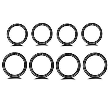 Imagem de Changgaijewelry 8 peças de aço inoxidável cirúrgico 16 G para dormir, cartilagem, pequenos brincos de argola com argola e argola para o nariz com zíper de septo, piercings de tragus de hélice, 8 mm, conjunto de 10 mm, ouro preto (preto)