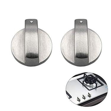 Imagem de 2 peças botão de fogão a gás de metal, controle de fogão a gás prata de 8 mm, botões adaptadores interruptor de forno travas de controle de superfície de cozinha