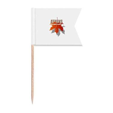 Imagem de Contorno da cidade de Atenas deixa bandeiras de palito, marcação de rotulagem para bolo de festa, prato de queijo