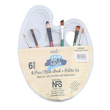 Imagem de LUGU Conjunto de pincéis de tinta 6 unidades e bandeja de paleta de 1 unidade pa crianças e adultos Aquarela a ó acrílico guache material de pintu