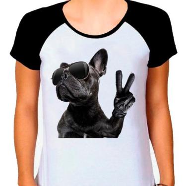 Imagem de Camiseta Raglan Buldog Francês Cachorro Pet Dog Branca Fem06 - Design