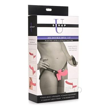 Imagem de Strap U Penetração Vibratória Dildo Duplo Diva De 28 X 1,5" Com Arnês E Controle Remoto Para Mulheres, Homens E Casais, Brinquedo Adulto Ajustável Ponto G De Silicone Premium Para Vagina Anal - Ag857-