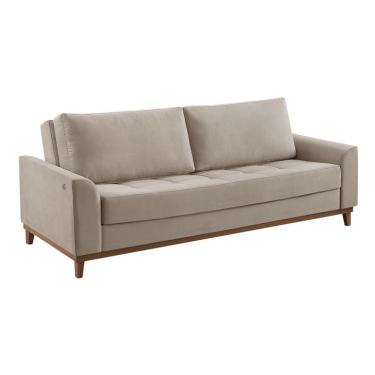 Imagem de Sofá Living Casal 3 Lugares Alegra com Entrada USB Marfim